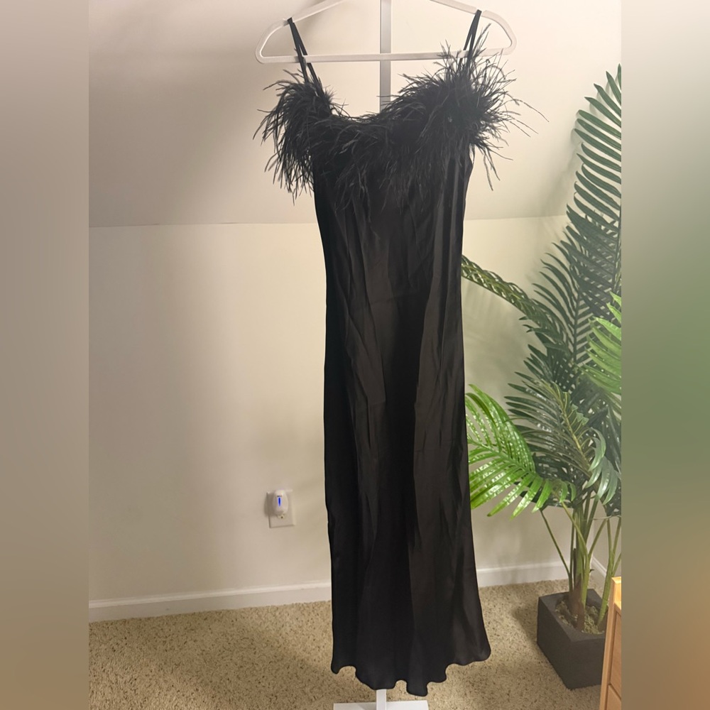 Sleeper Boheme Slip Dress with Ostrich Feathers - size XS - Picture 2 of 4